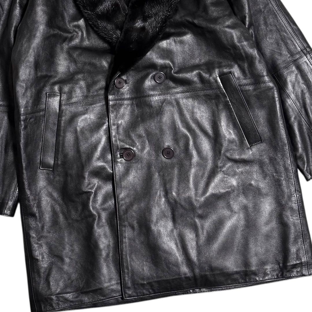 【とち さん】ミンク×レザー ダブルコート リバーシブル 本毛皮 本革 メンズ