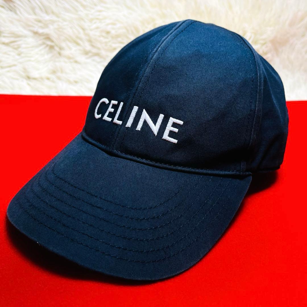 CELINE セリーヌ ロゴ ベースボールキャップ ネイビー