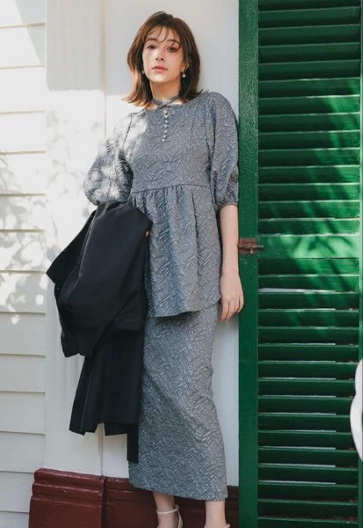 【美品】niana ジャガードセットアップドレス　M