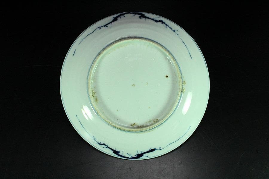 中国美術 青花 馬上武人紋 盤 φ21cm 古染付 清(K-RC962)