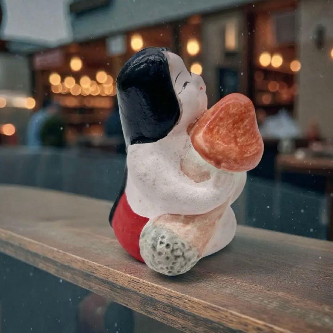 【古玩】昭和初期 郷土玩具 名古屋土人形 松茸おかめ 春画人形　民藝　子孫繁栄