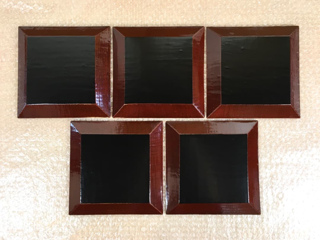 【四君子】時代漆器 盆 ２０枚 5枚1組4セット 木箱付き 布目盆 【美品】