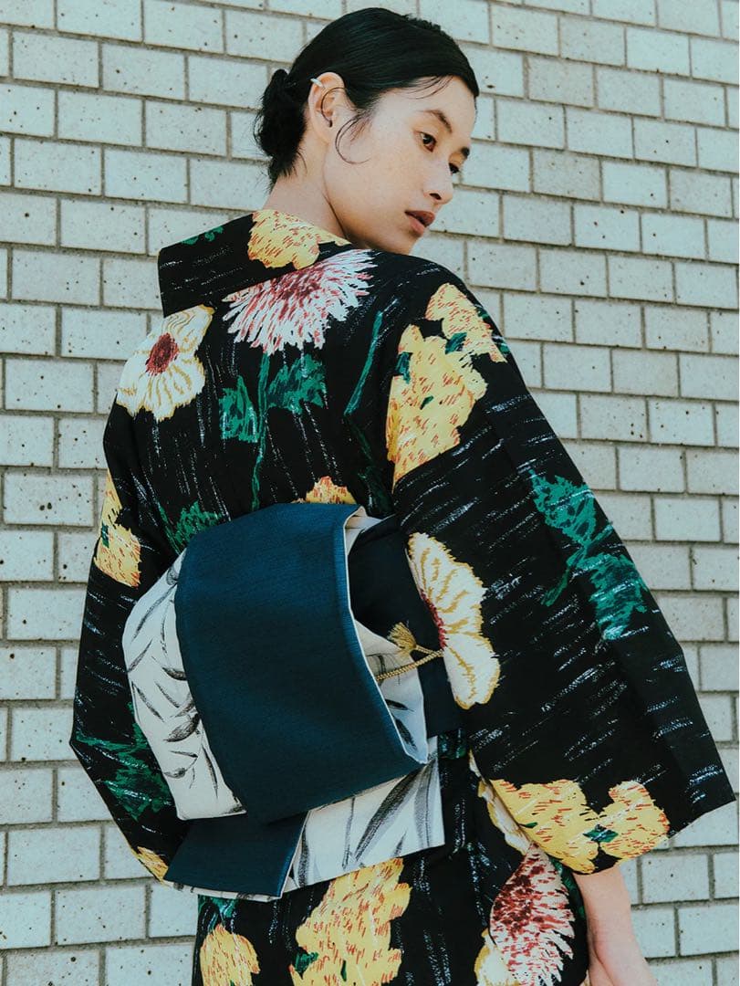 着物・浴衣 KEITAMARUYAMA Ameri BLACK FLOWER YUKATA