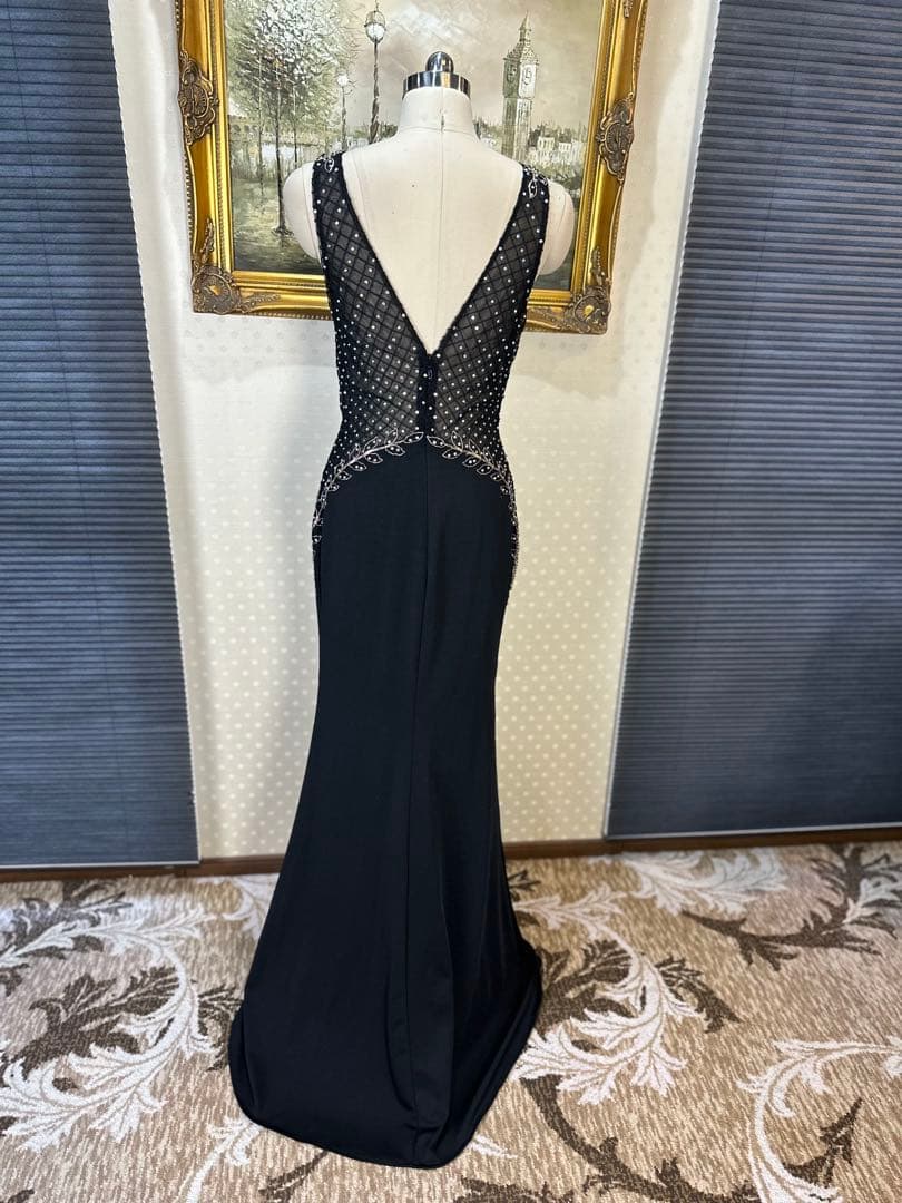 ビーズ刺繍 ブラック ナイトドレス