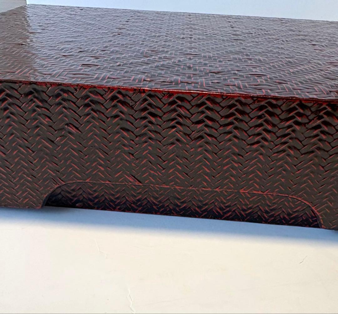 新品未使用　木箱入り　籃胎漆器 書類箱　文箱　九藍　訳あり