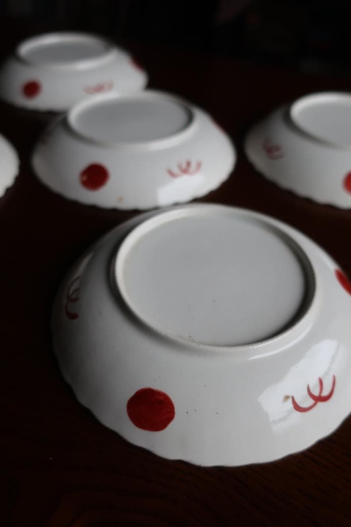 【レトロ 骨董】赤絵 花鳥 魁字 皿 5枚