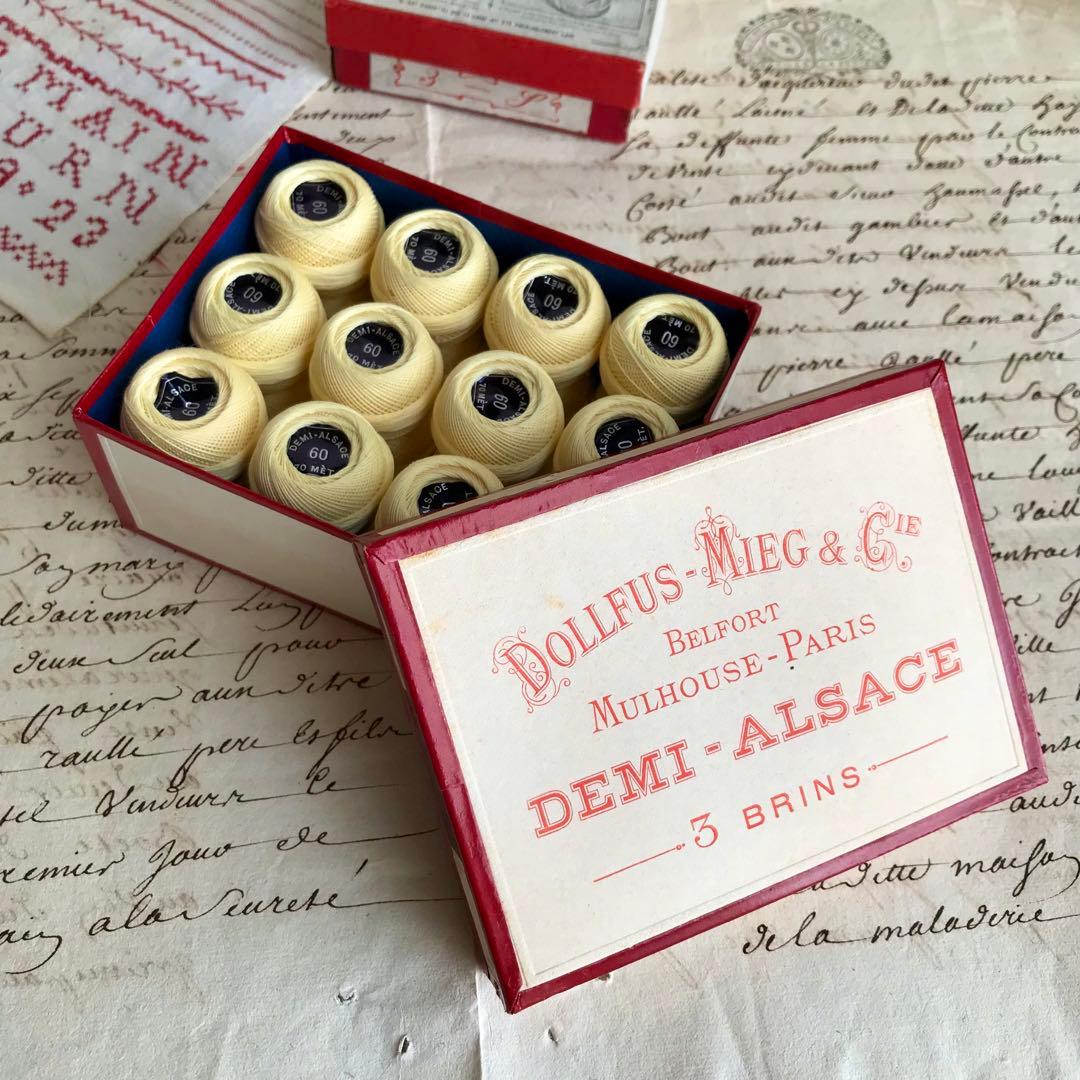 フランス アンティーク 箱入り 糸巻き ソーイング メルスリー