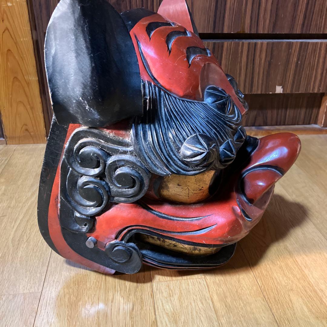 木製　獅子舞　獅子頭