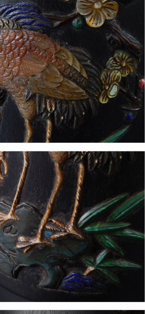 中国清代乾隆年製 紫檀笔筒 诗文宝石嵌め古董品重1.2kg