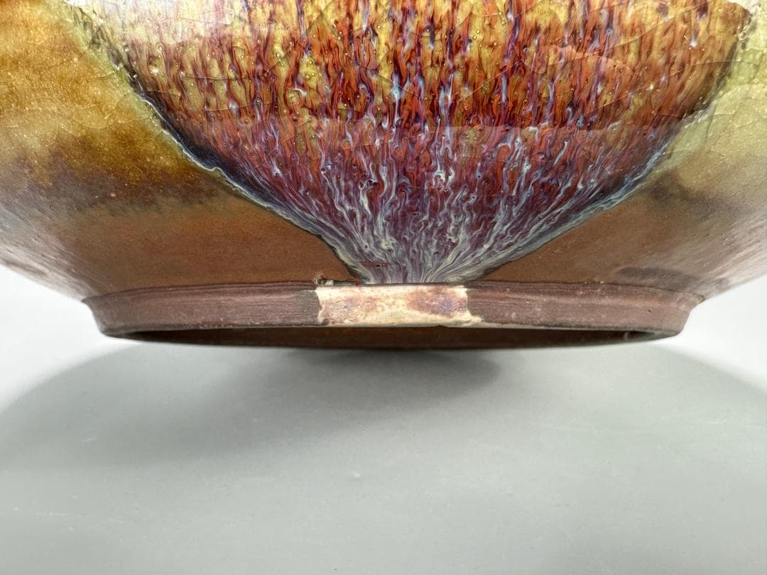 中国美術　清朝　清時代　鈞釉　鈞窯　水盤　三字款　時代物　古物　唐物