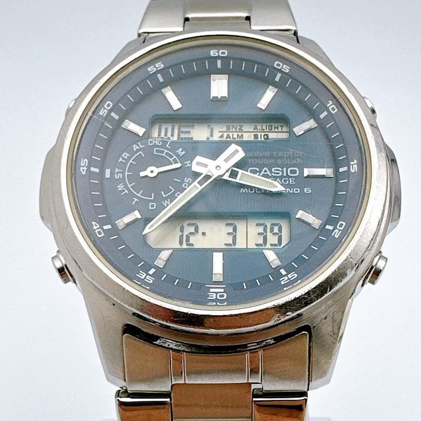 良品 カシオ リニエージ メンズ腕時計 電波ソーラー アナログ デジタル 時計