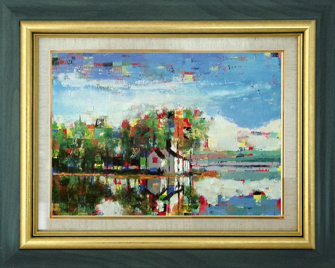 油絵 菅家令子 絵 絵画 インテリア 額付(白) uF6-062403 風景