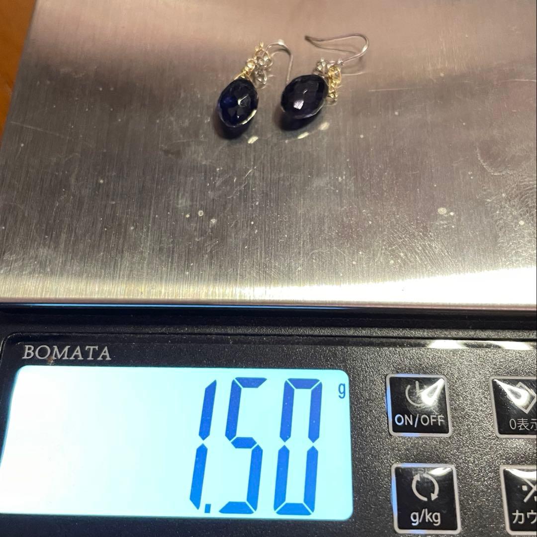 ☆猫むすめ様☆K18 WG YG フックピアス　アイオライト