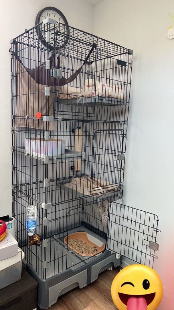 3段キャットケージ グレー 大きめ