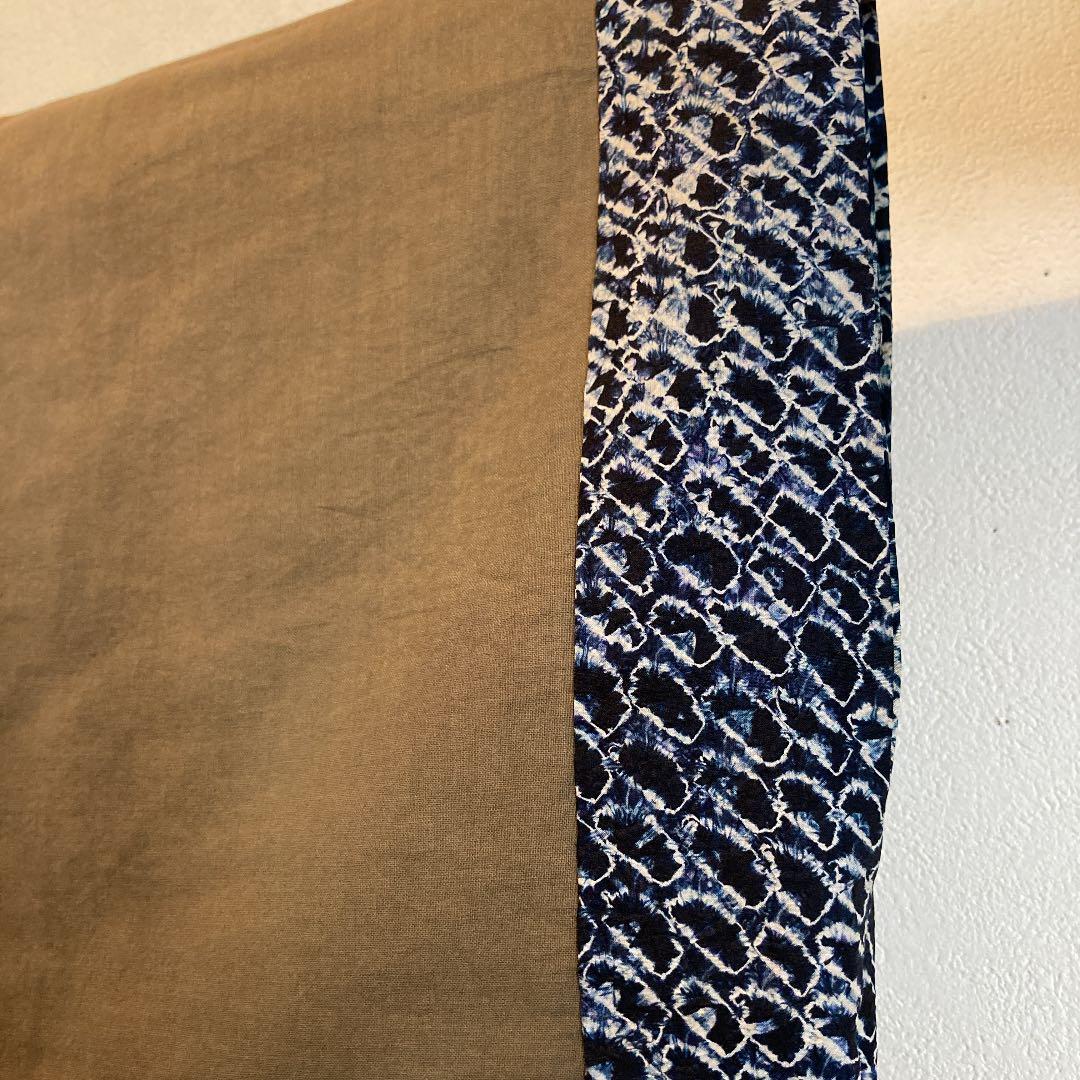 古布　男物　半襦袢　両面染め　型染　ミツウロコ　絞り　時代劇