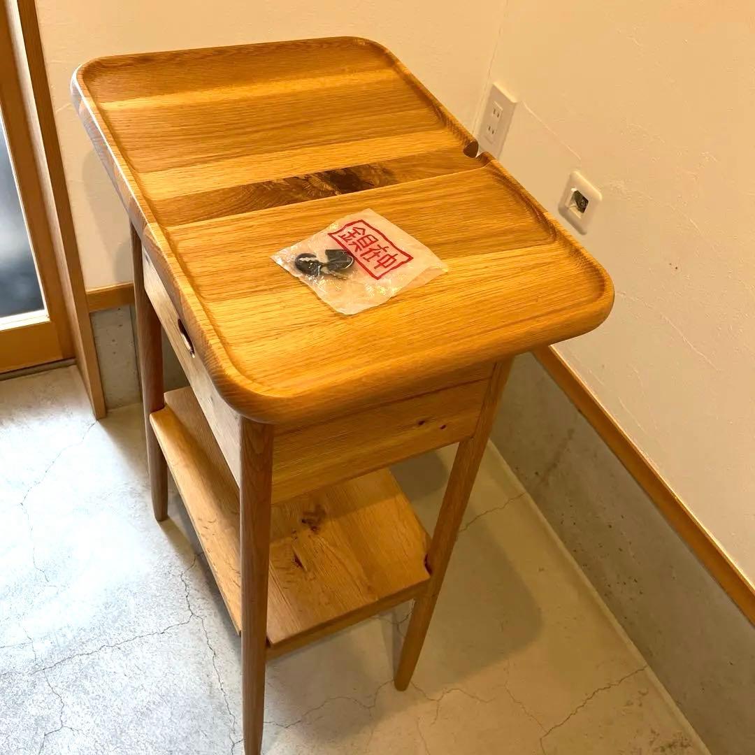 送料込み　起立木工 KOMO チェストラック　オーク　無垢　棚　引き出しテーブル