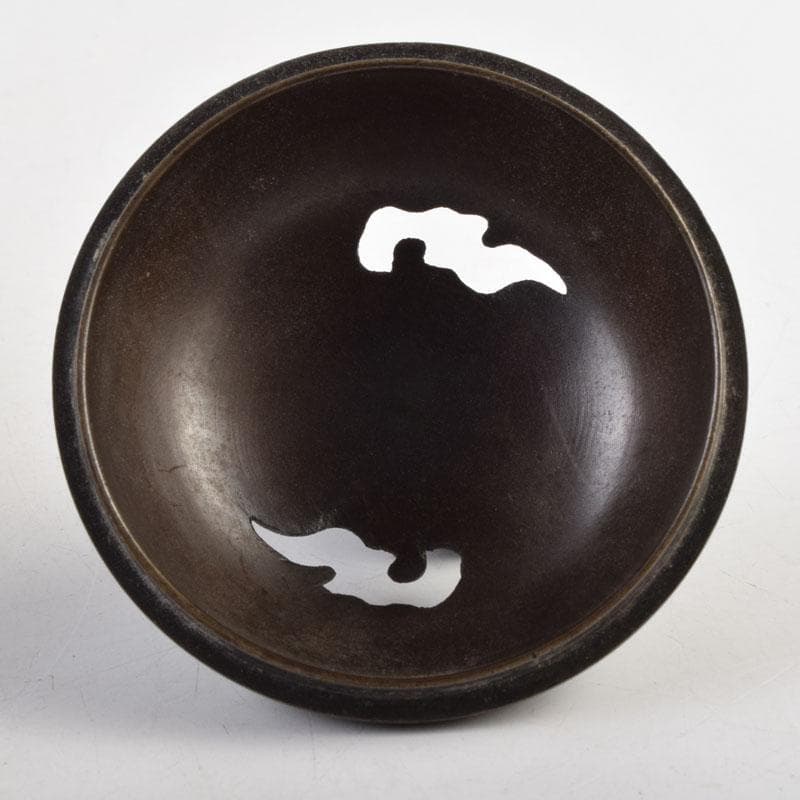 中国　古銅宣徳銅　獅子摘　刻漢詩文　三つ足香炉　N　9001