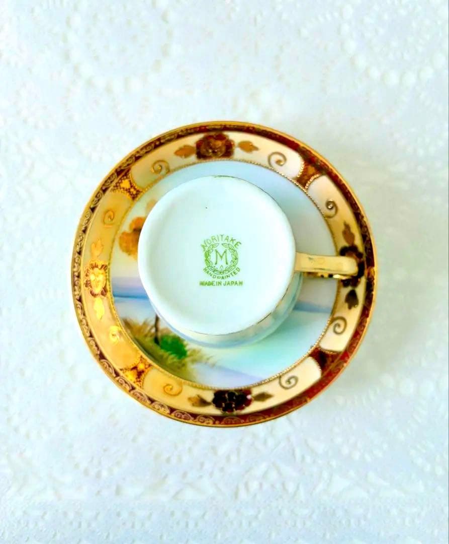 オールドノリタケ カップとソーサーセット　M印　ハンドペイント　アンティーク