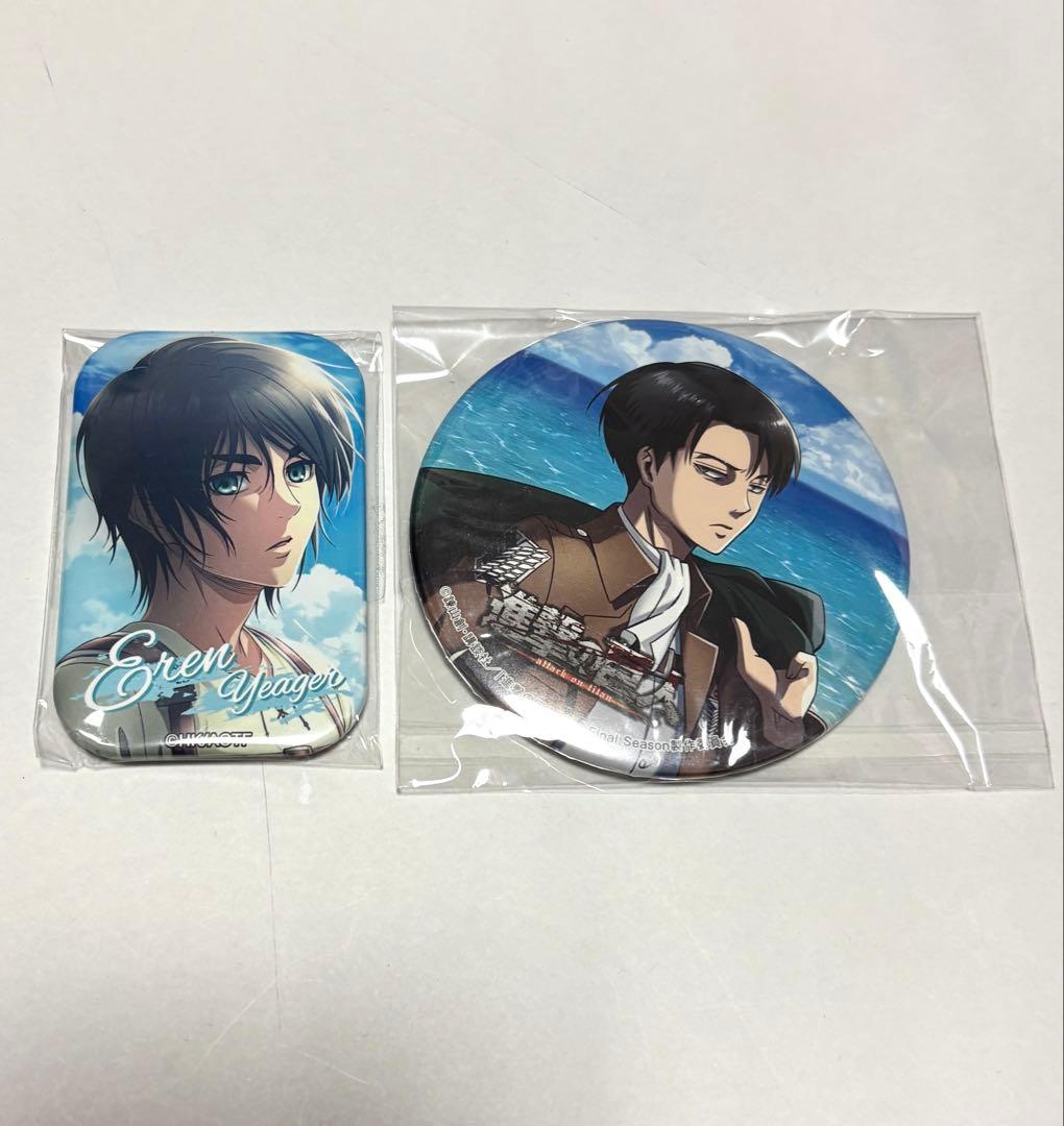 進撃の巨人 エレン まるかく リヴァイ カラ鉄 缶バッジ