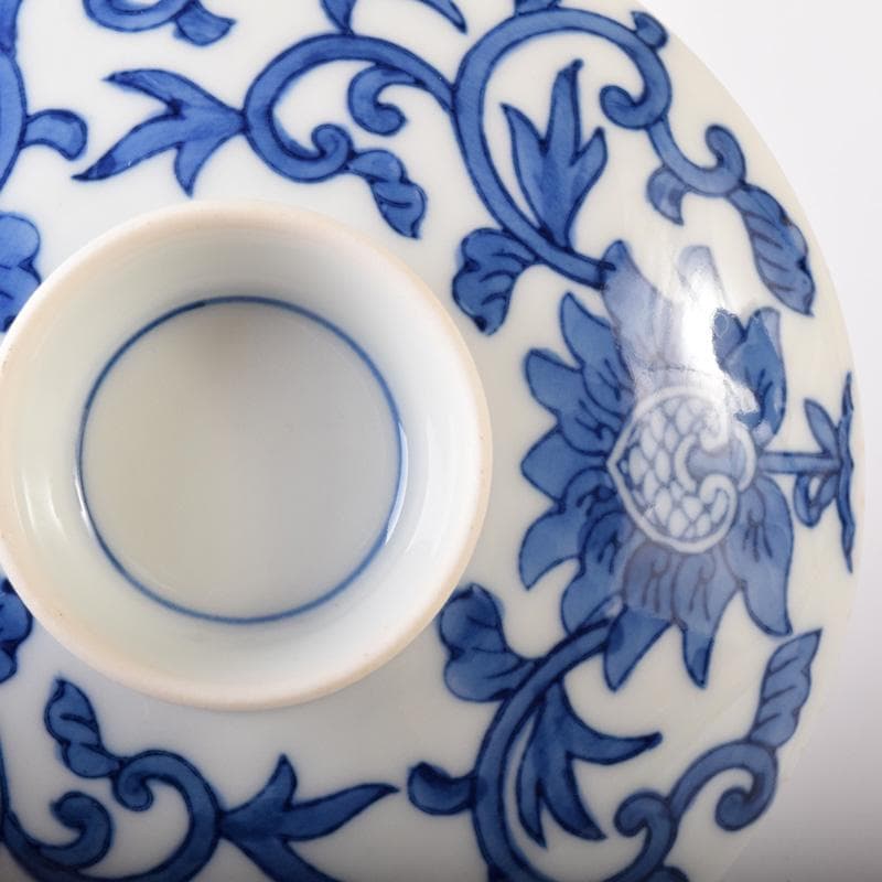 和食器　有田焼　華山萬右衛門作　唐草文　蓋付茶碗　十客　共箱　C　7613A