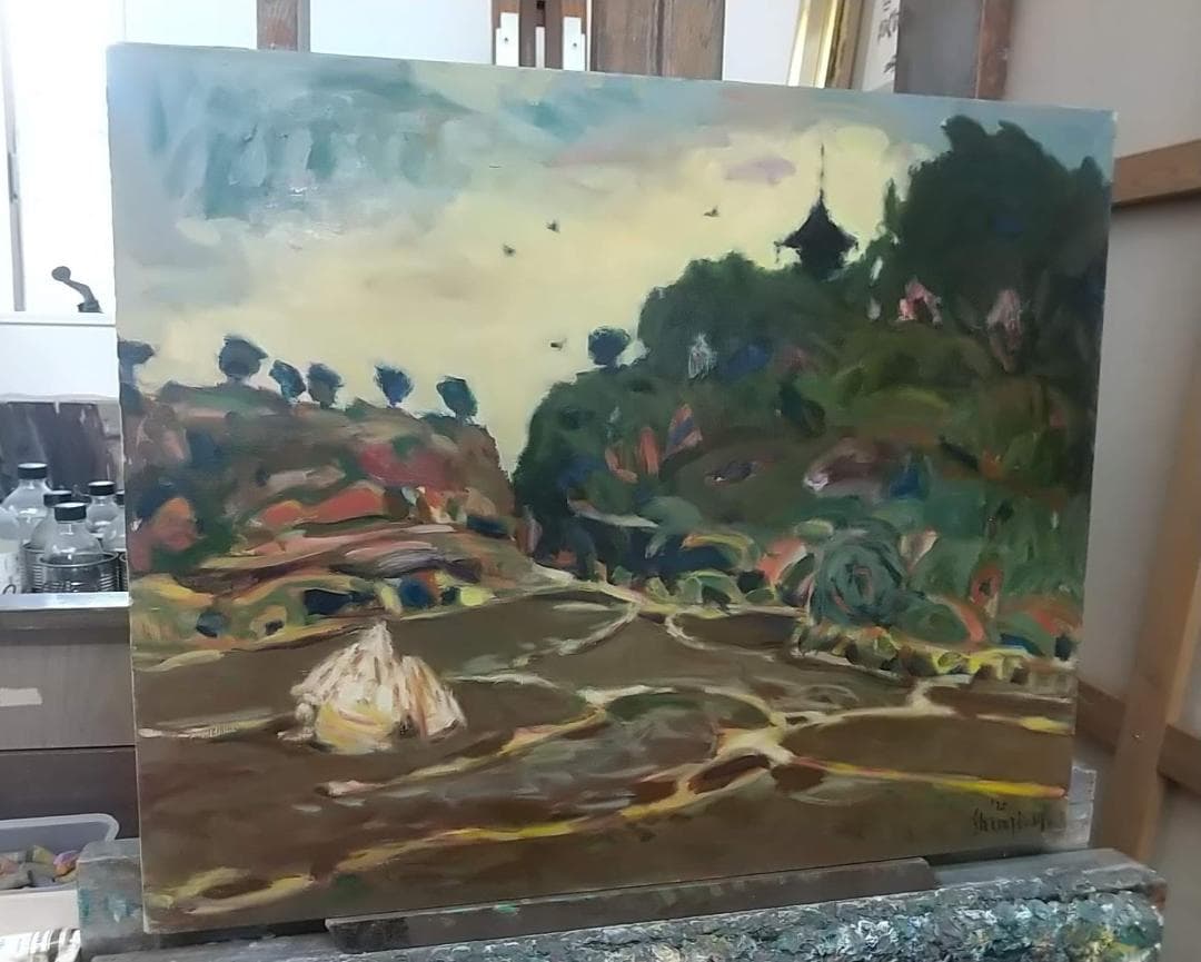 「里」1975 F15 絵画 油彩画 油絵