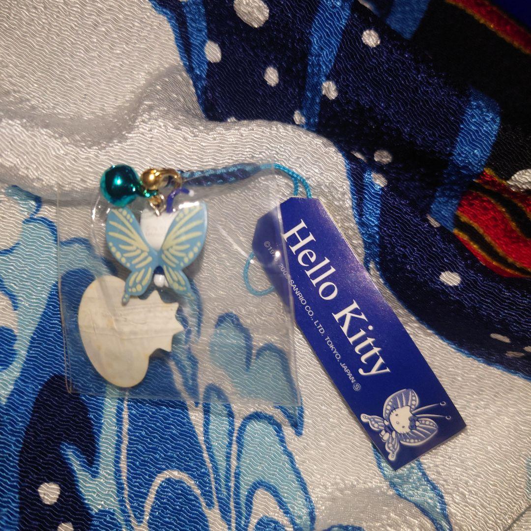 ハローキティ　根付　蝶　バタフライ　妖精　蓄光