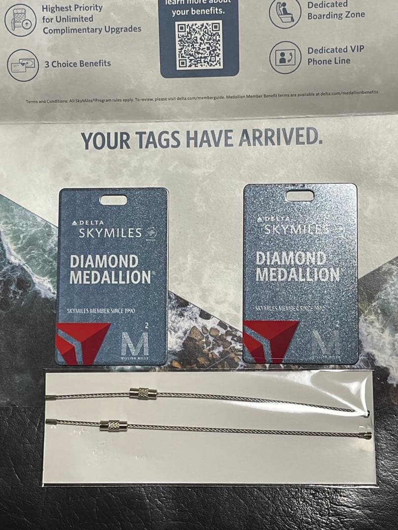 デルタ航空DL ダイヤモンドメダリオン　荷札1枚。2枚ご希望の方連絡ください