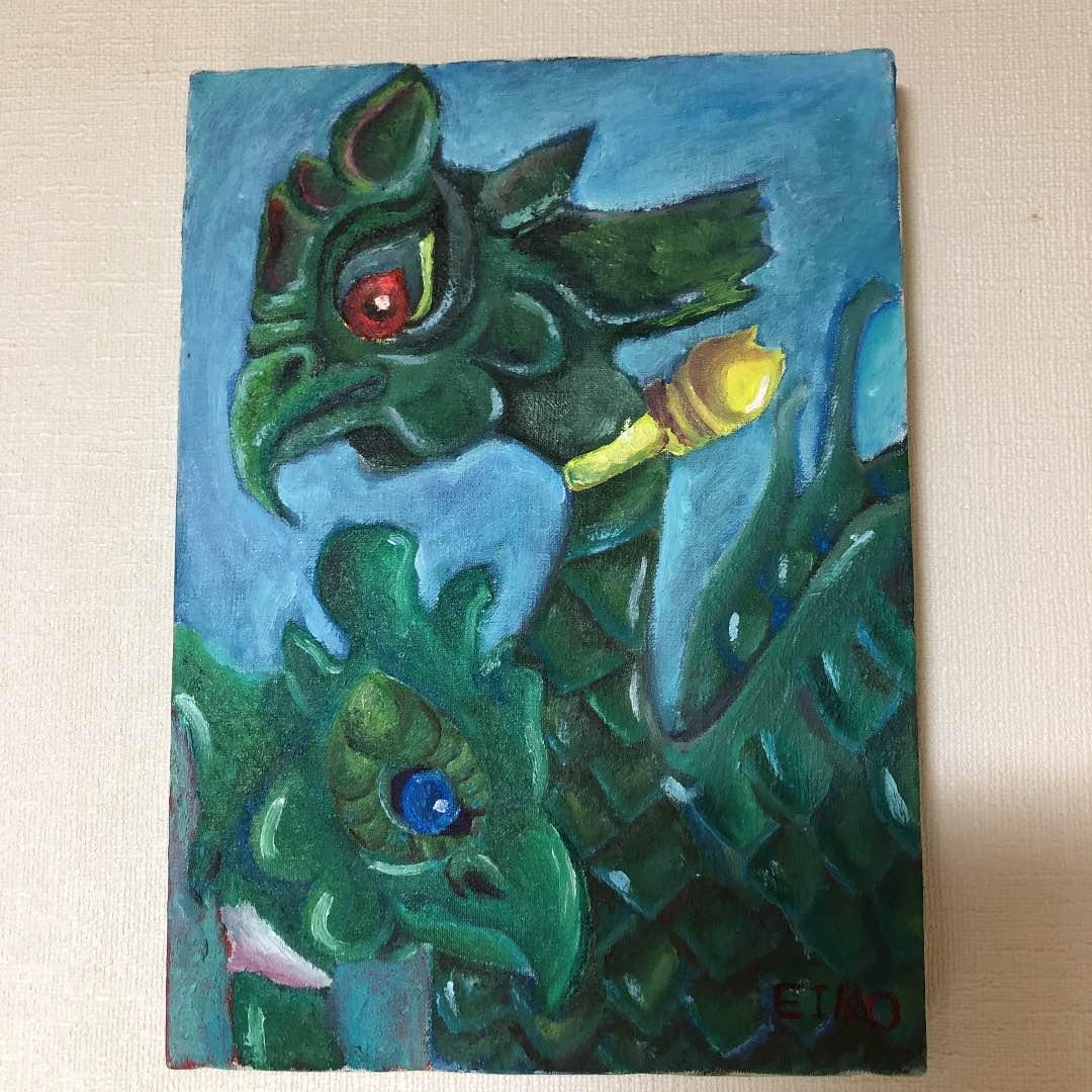 油絵-青銅の鳥 作:Eiko