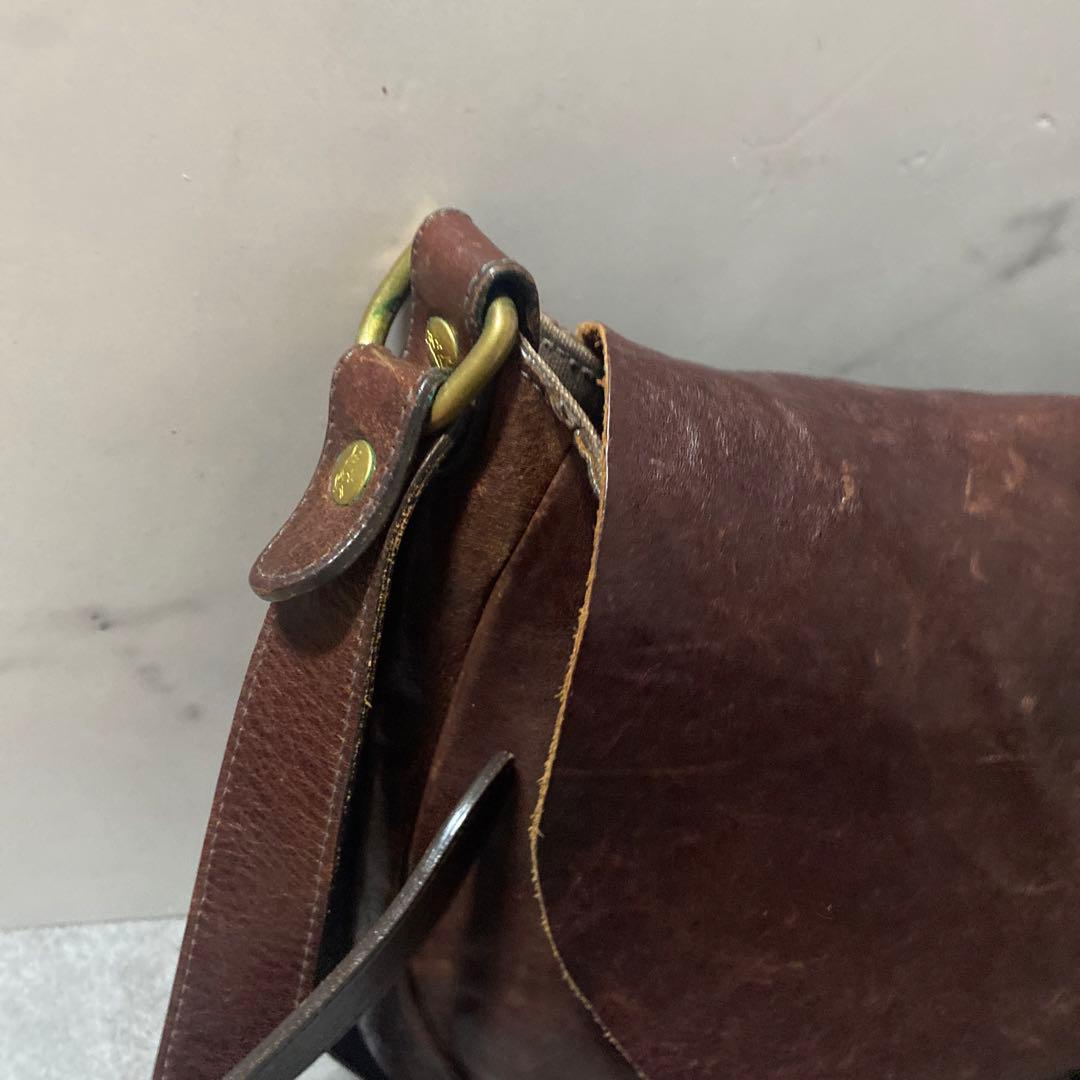 【✨希少✨】イルビゾンテ ロゴ刻印 ショルダーバッグ レザー 茶色