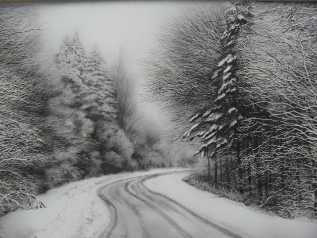 加山 又造 【冬の道】 希少画集画、状態良好、新品高級額装付、送料無料