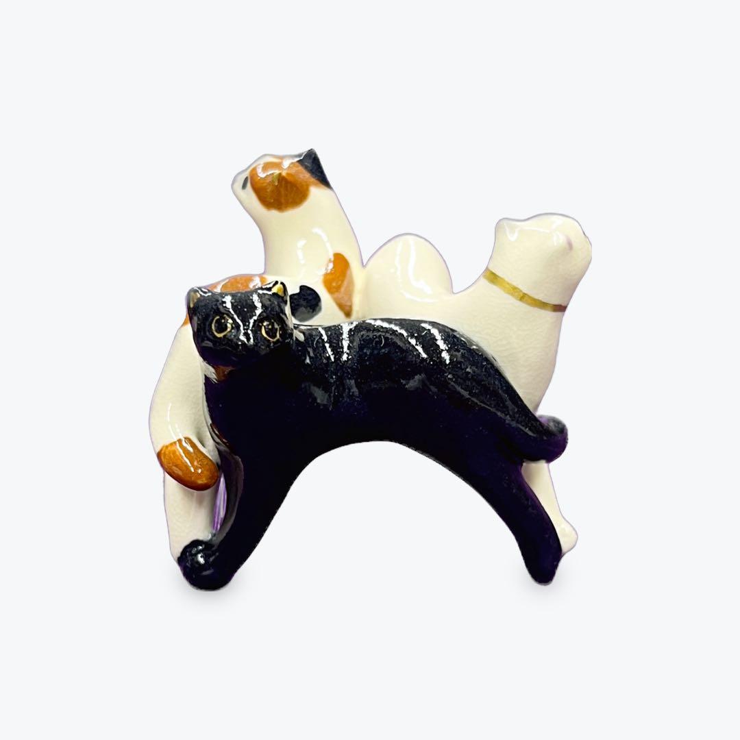 茶道具　三つ猫蓋置　今岡三四郎