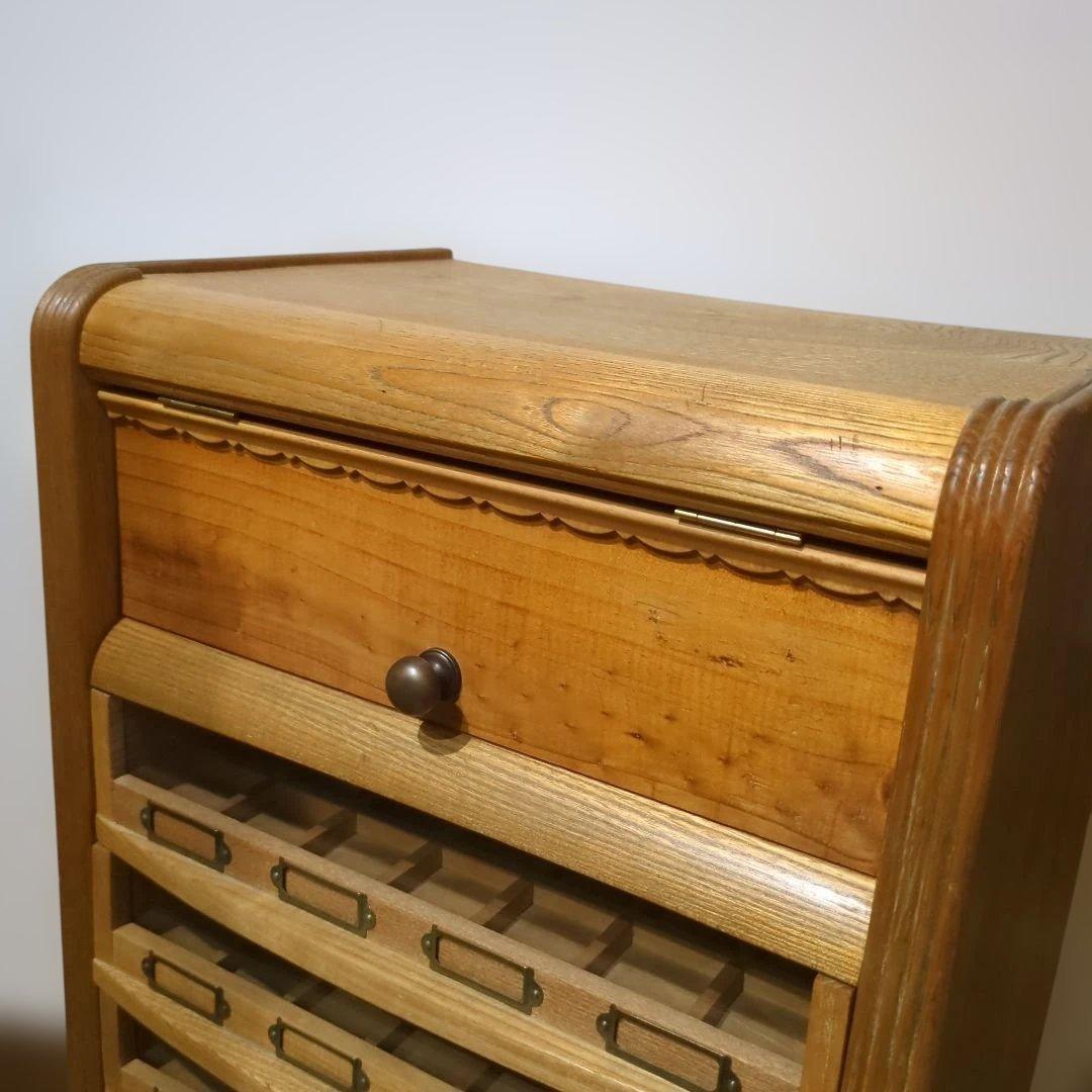 糸ケース陳列　ミシン糸　木製引き出　みや古染アンティーク