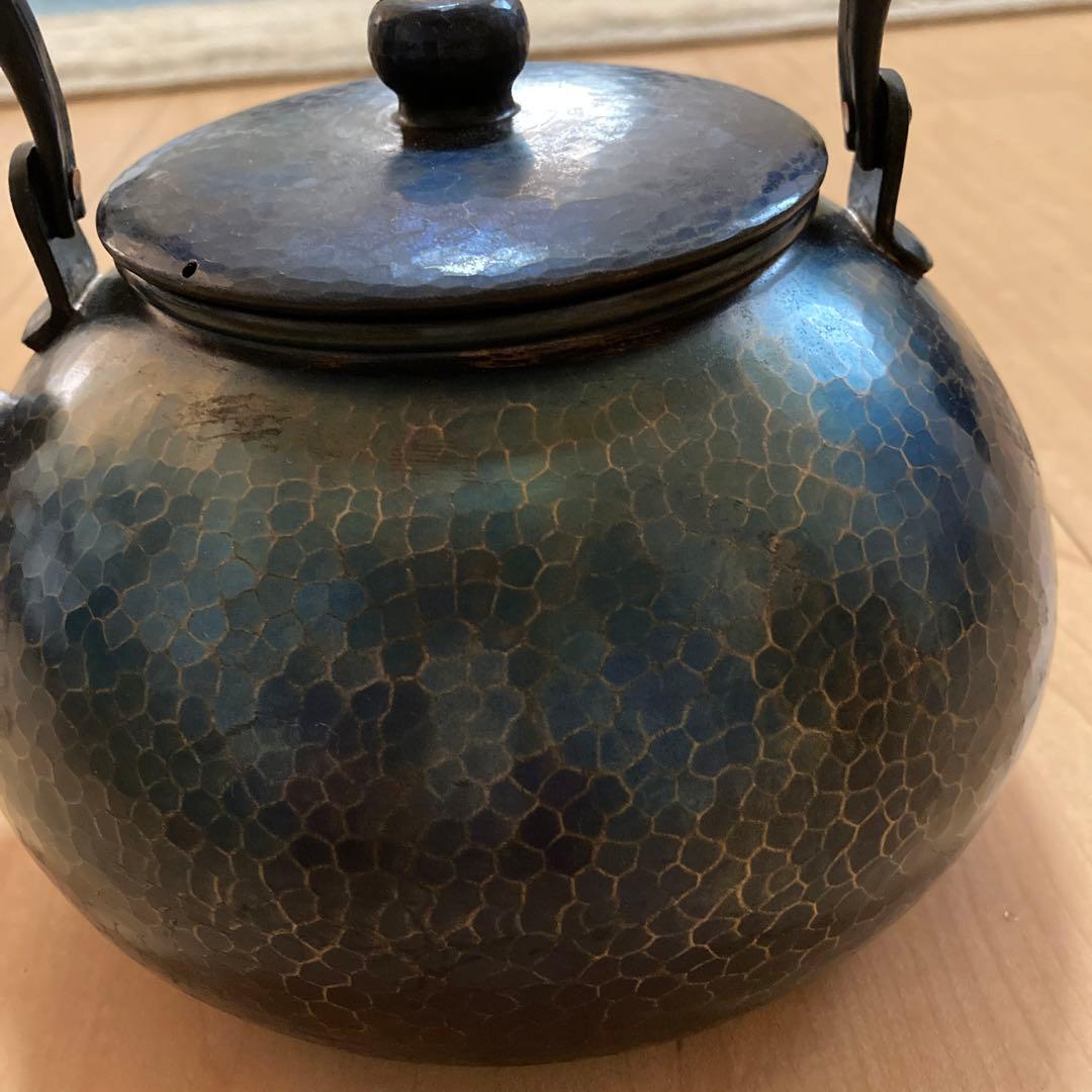 【美品】玉川堂 鎚起銅器 湯沸 紫金色