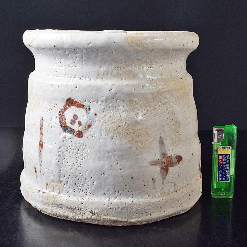 Gojyo人間国宝荒川豊蔵作　絵志野　水指　仕覆付　共箱　D　R8739B