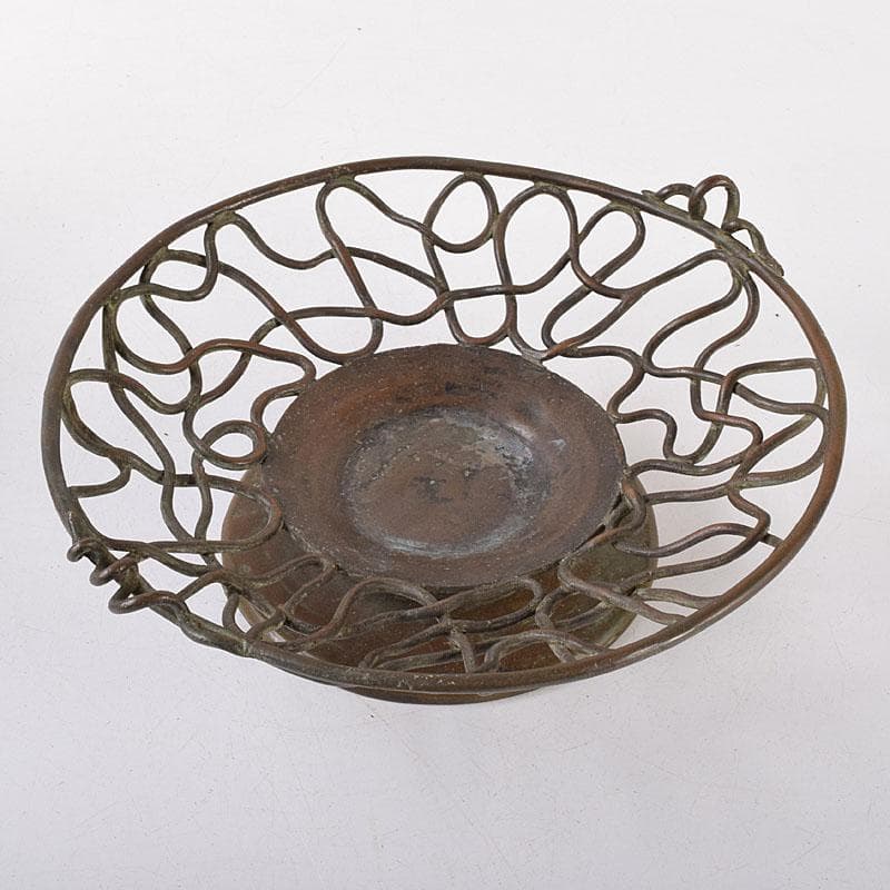 金工師　加茂霊峰造　蝋型鋳銅　果物器　盛器　共箱　M　R8054