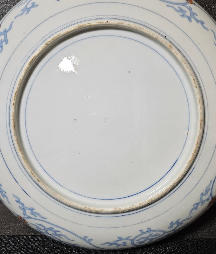 【古伊万里の上作品❗】江戸時代後期　瑠璃呉須　金彩色絵　麒麟に鳳凰に花の図　大皿