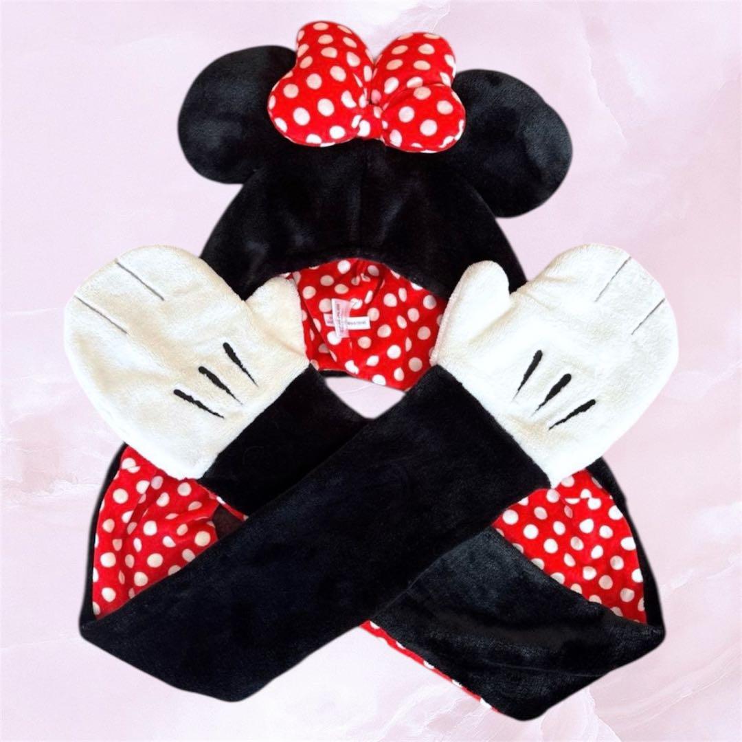 ディズニー　ミニー　ファンキャップ　マフラー