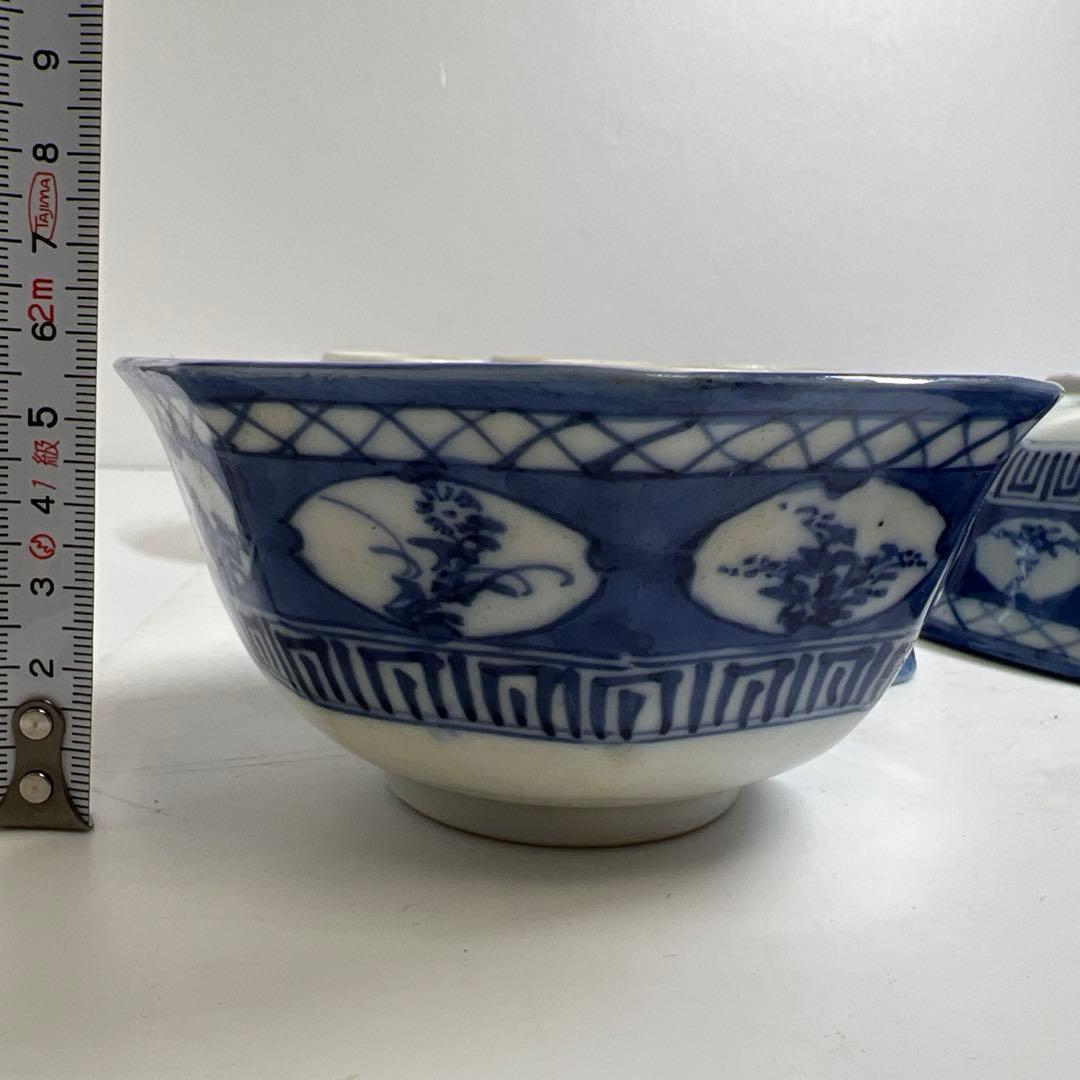 古伊万里　染付八角向付9客　木箱付　口径約12.5㎝東Y7-1225☆2Fタサチ