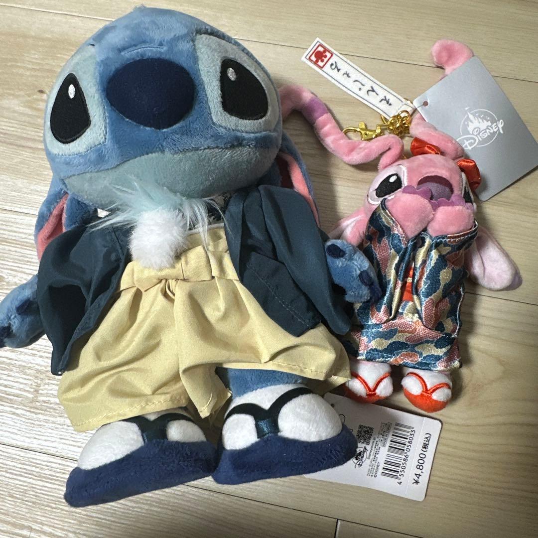 ディズニーストア　スティッチ&エンジェル　チェーン　ぬいぐるみkimono