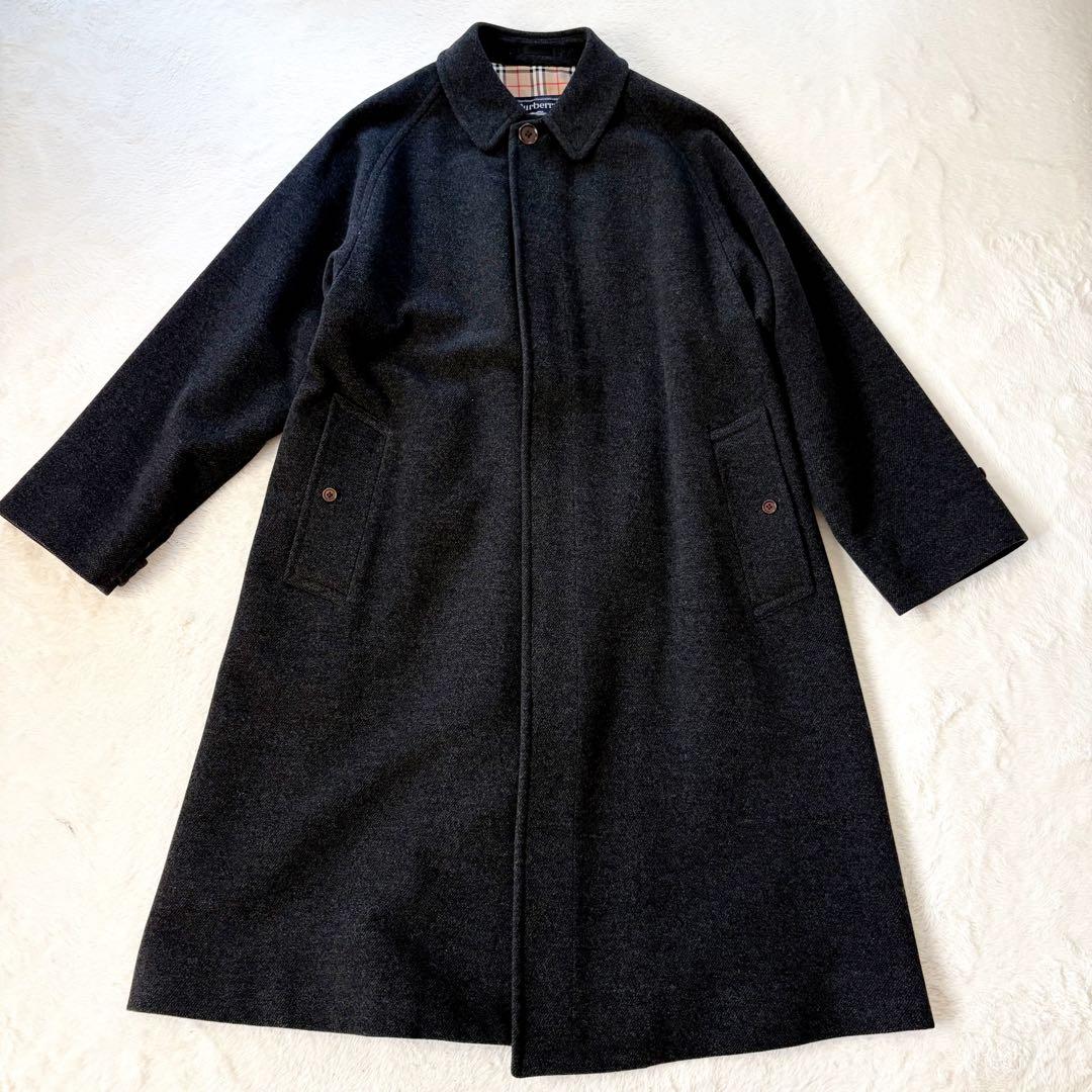 美品　バーバリー　ノバチェック　ロングコート　ウールコート　アンゴラ　着用感XL