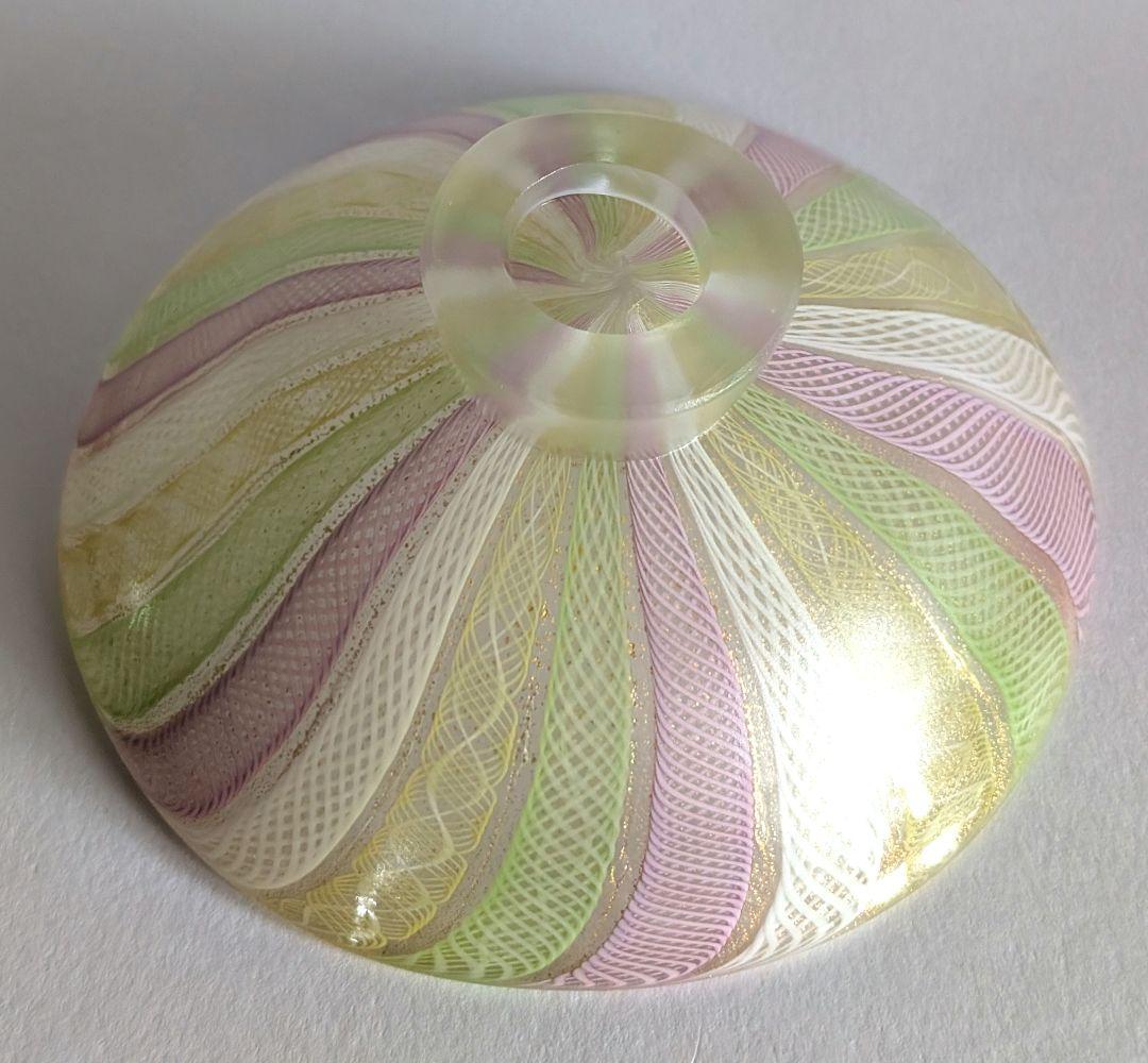 藤田喬平 手吹 　ヴェニス茶椀 　レース 　ガラス夏茶碗