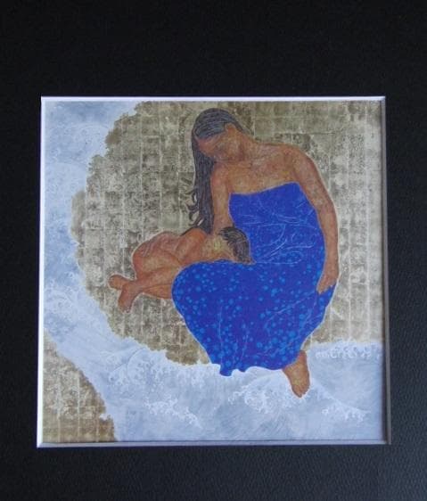 河村源三、【海】、希少な額装用画集より、新品額装付、状態良好