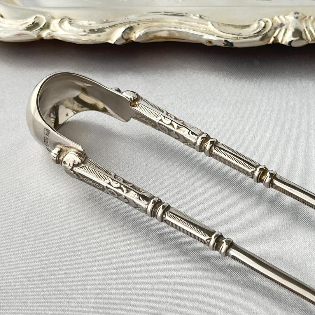 【SFAM】 ロシア様式のシュガートング 【シルバープレート】仏蘭西 13cm