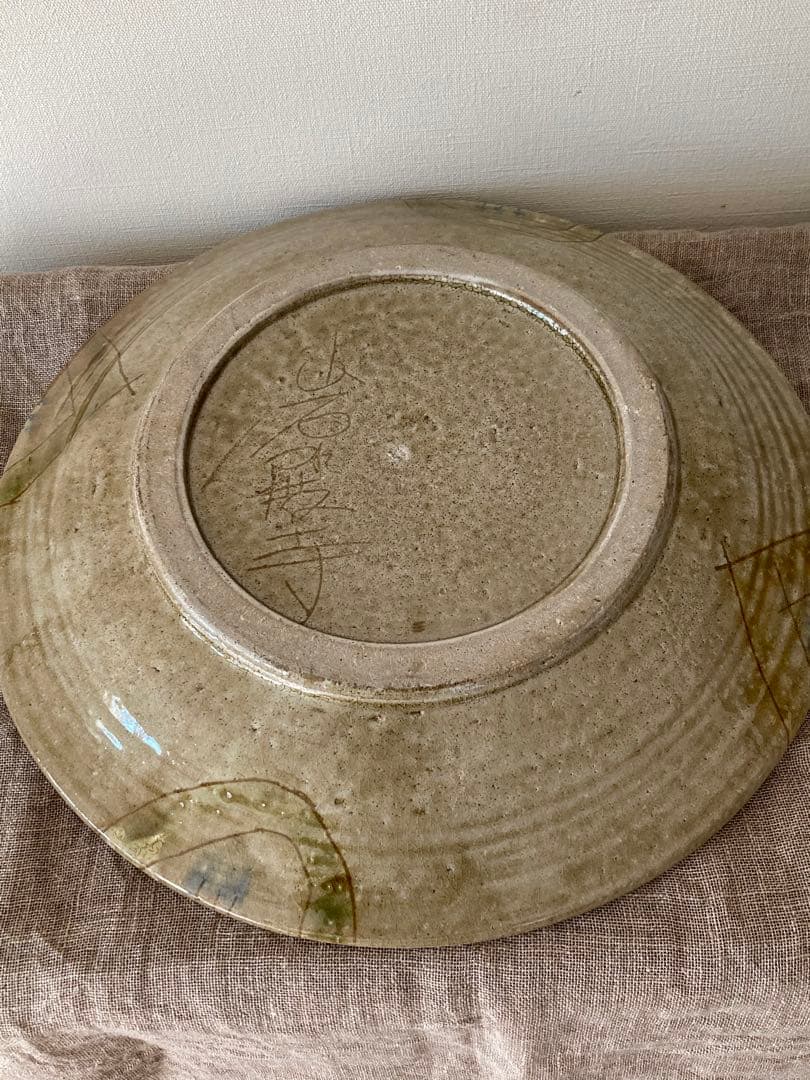 ［新品未使用] 民藝窯 岩殿寺窯大皿　＊野鳥のお好きな方に！