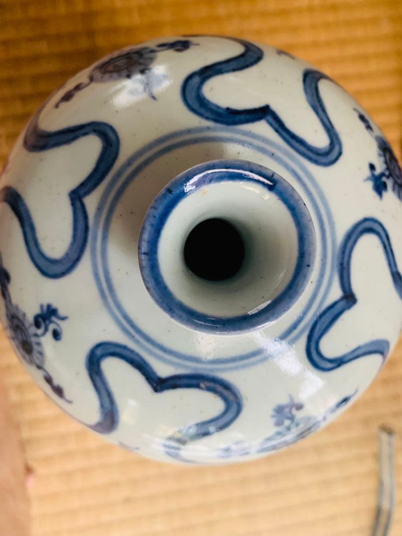 中国明時代晩期染付(青花)花瓶(梅瓶)