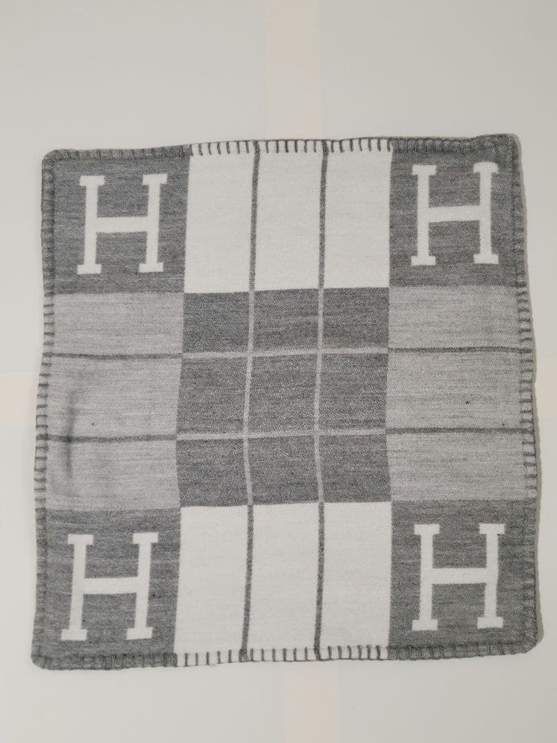 ami　【2枚】　エルメス　クッションカバー　グレー　45×45　チェック