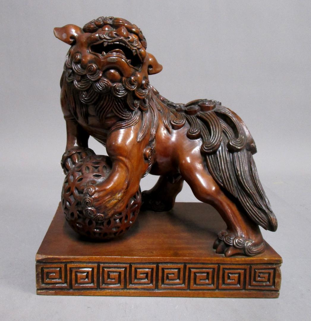 ビンテージ 木彫［玉持ち唐獅子］