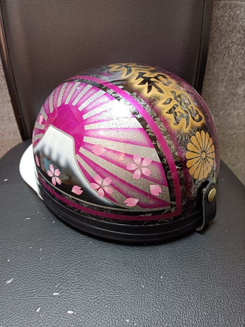 カスタムコルク半　Candyピンク富士日章　七色ラメ　蝶塗装　文字変更無料