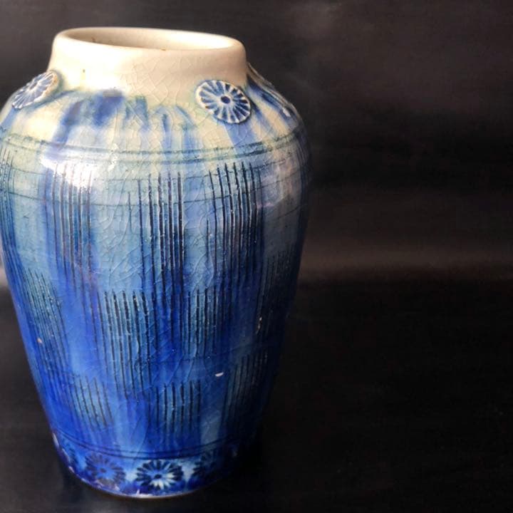 究極の美◼️古美術品、蔵から凄そうな青い壺が出て来ました！壷、花瓶、陶器、花道具