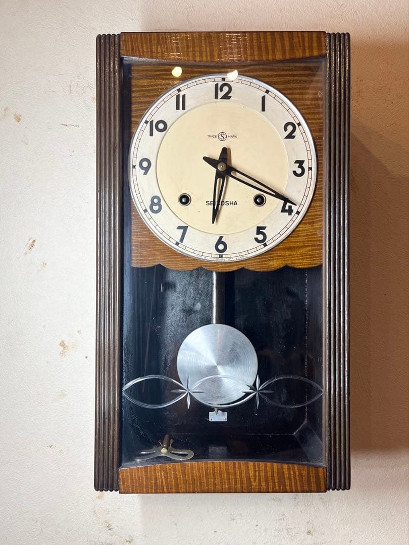 精工舎　柱時計　古時計　振り子　レトロ　ビンテージ　アンティーク　ゼンマイ